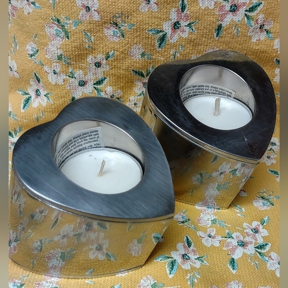 Pair of Vintage Stainless Steel Heart Shaped Votive & Taper Candle Holders🕯️ - Picture 11 of 16